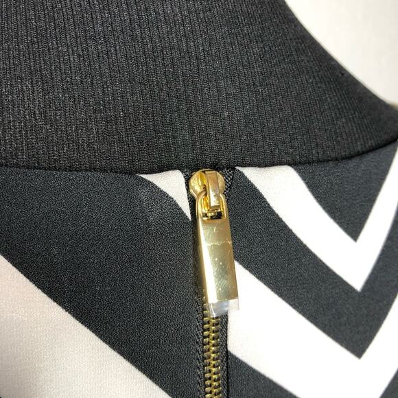 Cache black white chevron peplum belted sleeveless sheath dress size 6 NWOT - Picture 15 of 16